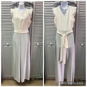 PHASE EIGHT “Victoriana” Vintage Sleeveless Ruffle Formal Long Jumpsuit w/Belt